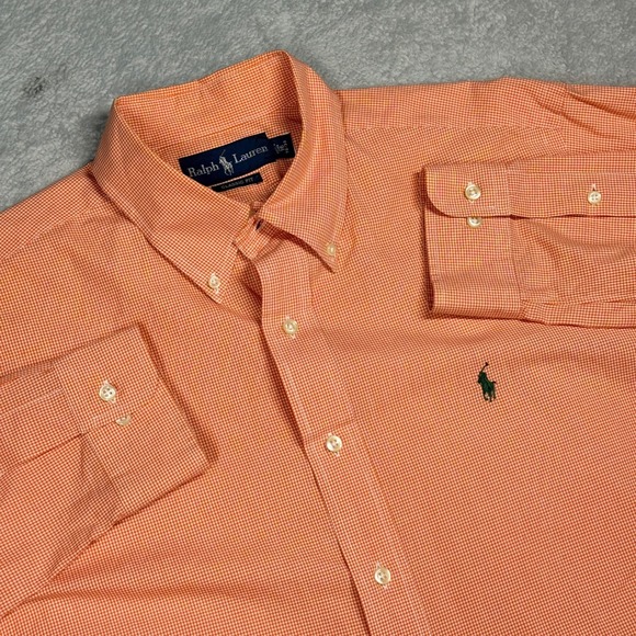 Ralph Lauren Other - Ralph Lauren Classic Fit Gingham Button Down Shirt Orange White Men L